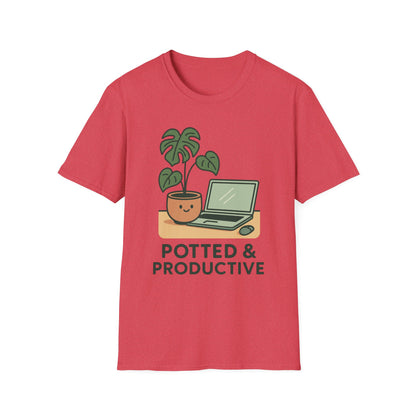 Potted & Productive T-Shirt, Ideal for Plant Lovers, Home Office Gear, Gifts for Creatives, Motivational Tee, Casual Wear, Everyday Style