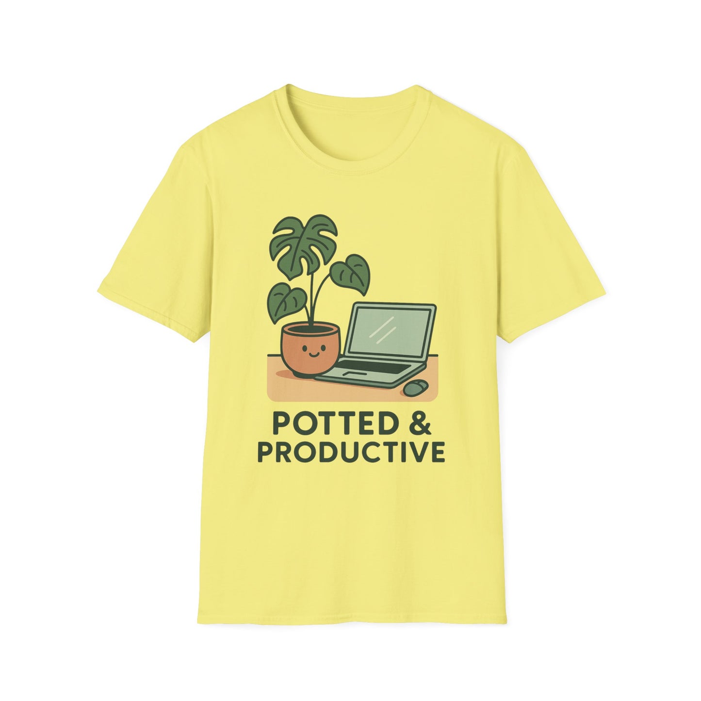 Potted & Productive T-Shirt, Ideal for Plant Lovers, Home Office Gear, Gifts for Creatives, Motivational Tee, Casual Wear, Everyday Style